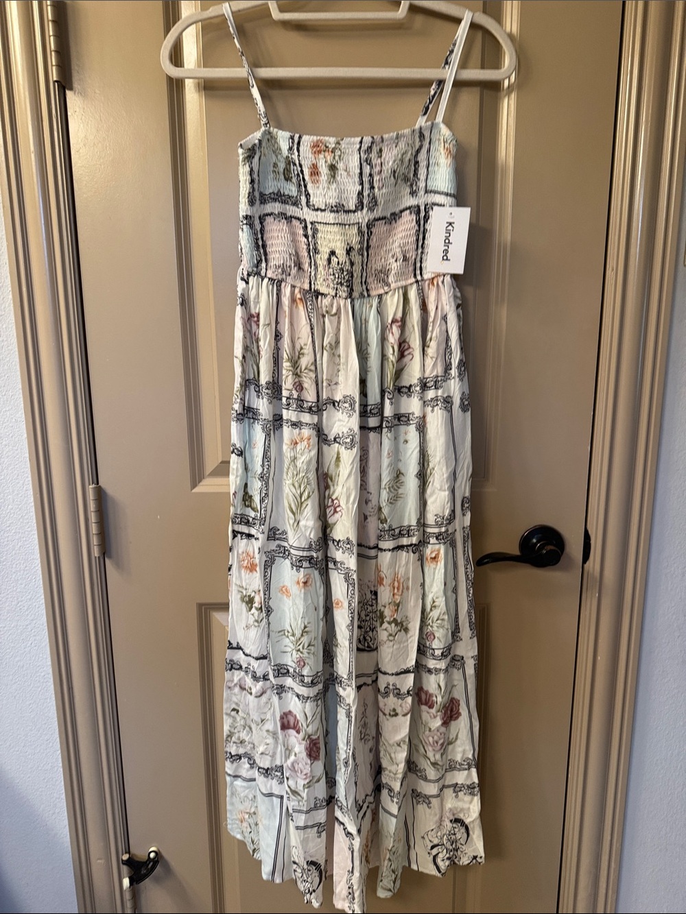 Anthropologie Kindred NWT Spirit Floral Maxi Dress in Ivory and Pastel